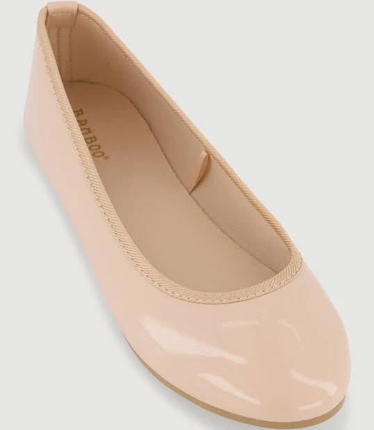 shoes Womens Round Toe Ballerina Flats, Nude Patent, Size 9 - Rainbow Shops Rainbow Shops $12.99