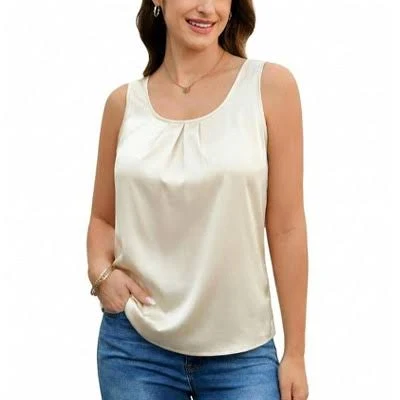 top Zeagoo Women's Silk Satin Scoop Neck Tank Tops Target $19.99