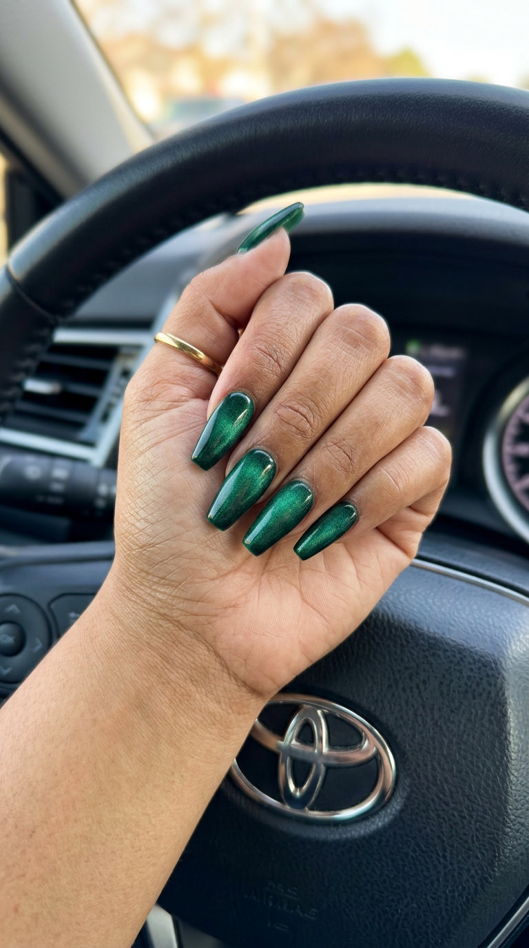 Futuristic iridescent chrome stiletto shell summer nails 2026 for parties and festivals.