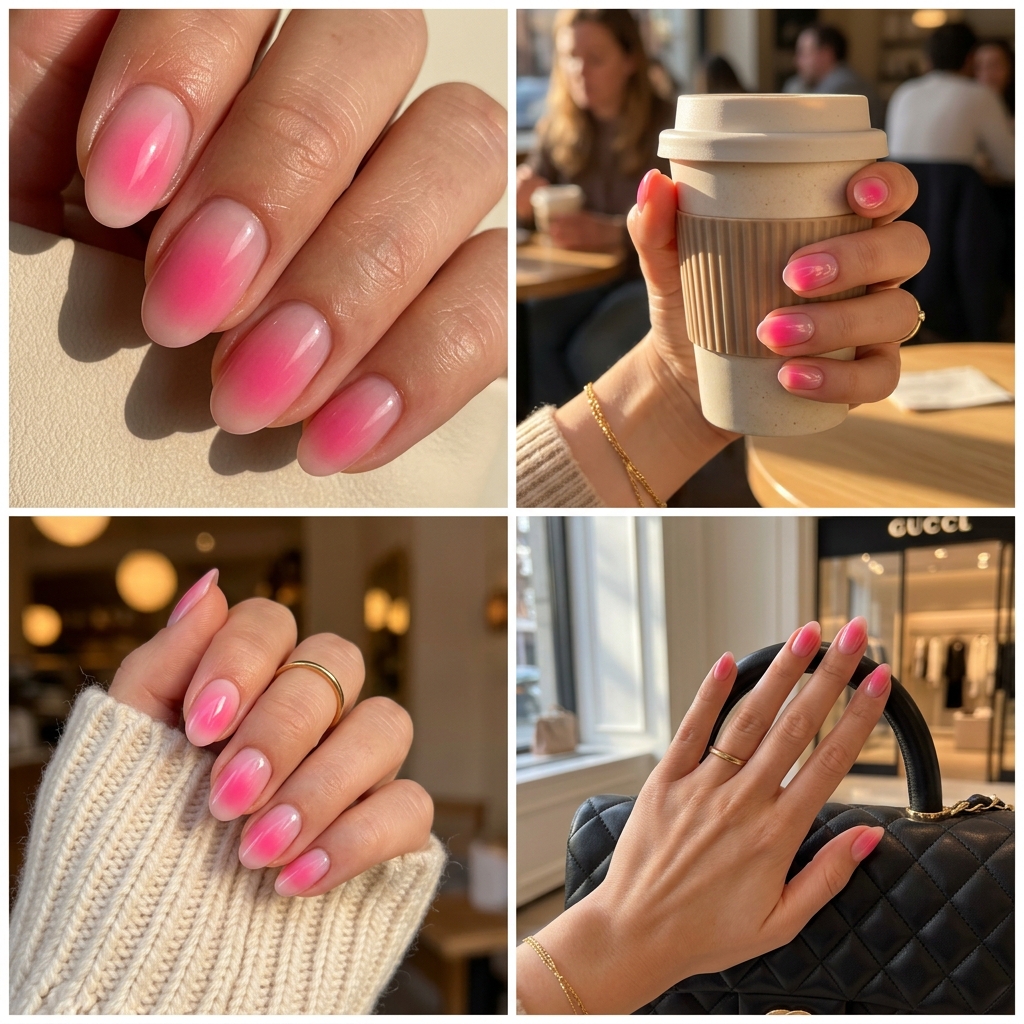 Radiant Hot Pink Aura Gradient 2026: Festival Nails Radiant Hot Pink Aura Gradient: Playful hot pink nails with a sheer base, perfect for summer colorful nails designs 2026 festivals.