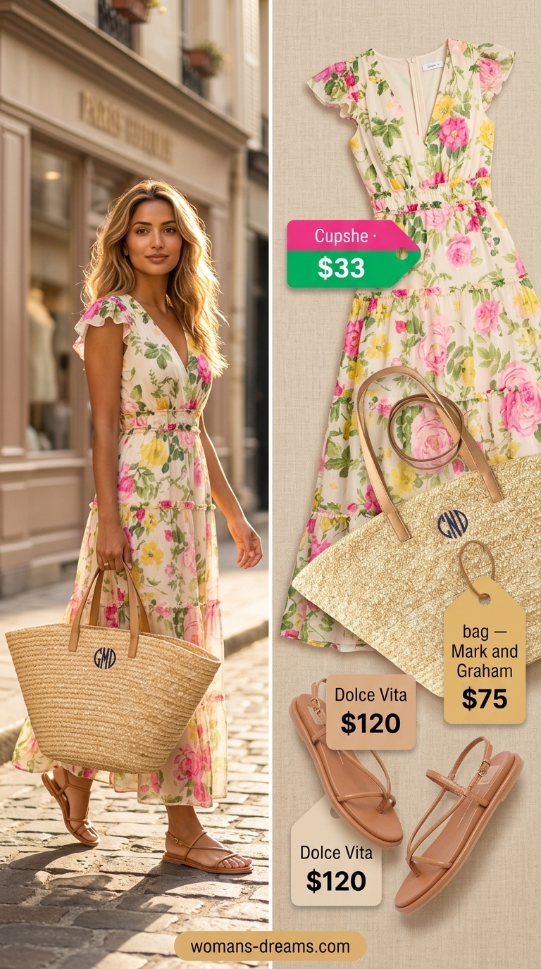 Bohemian multicolor floral maxi dress for summer day outs and beach vacations 2026.