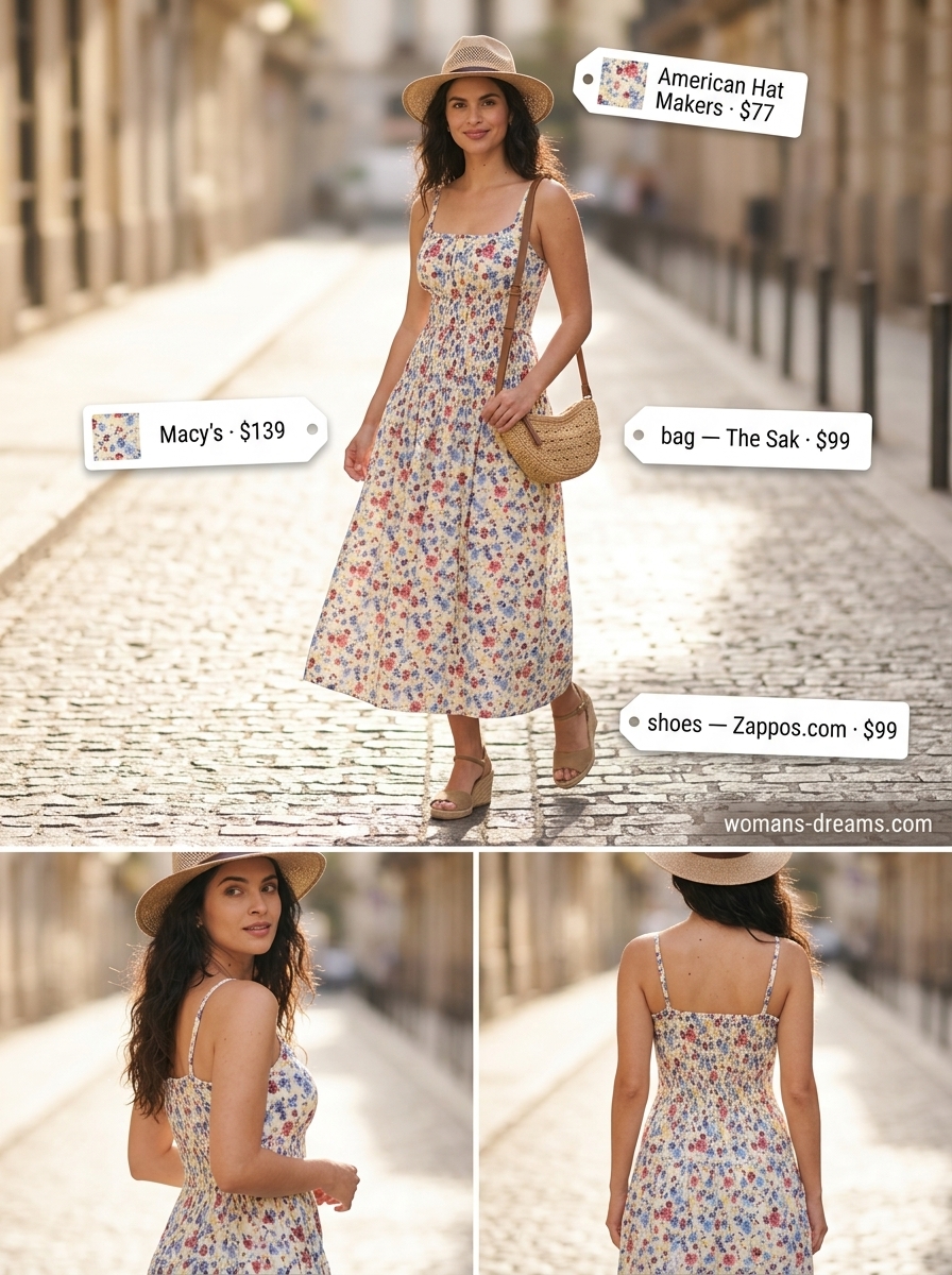Sweet floral print midi shirt dress for casual summer days and picnics 2026.