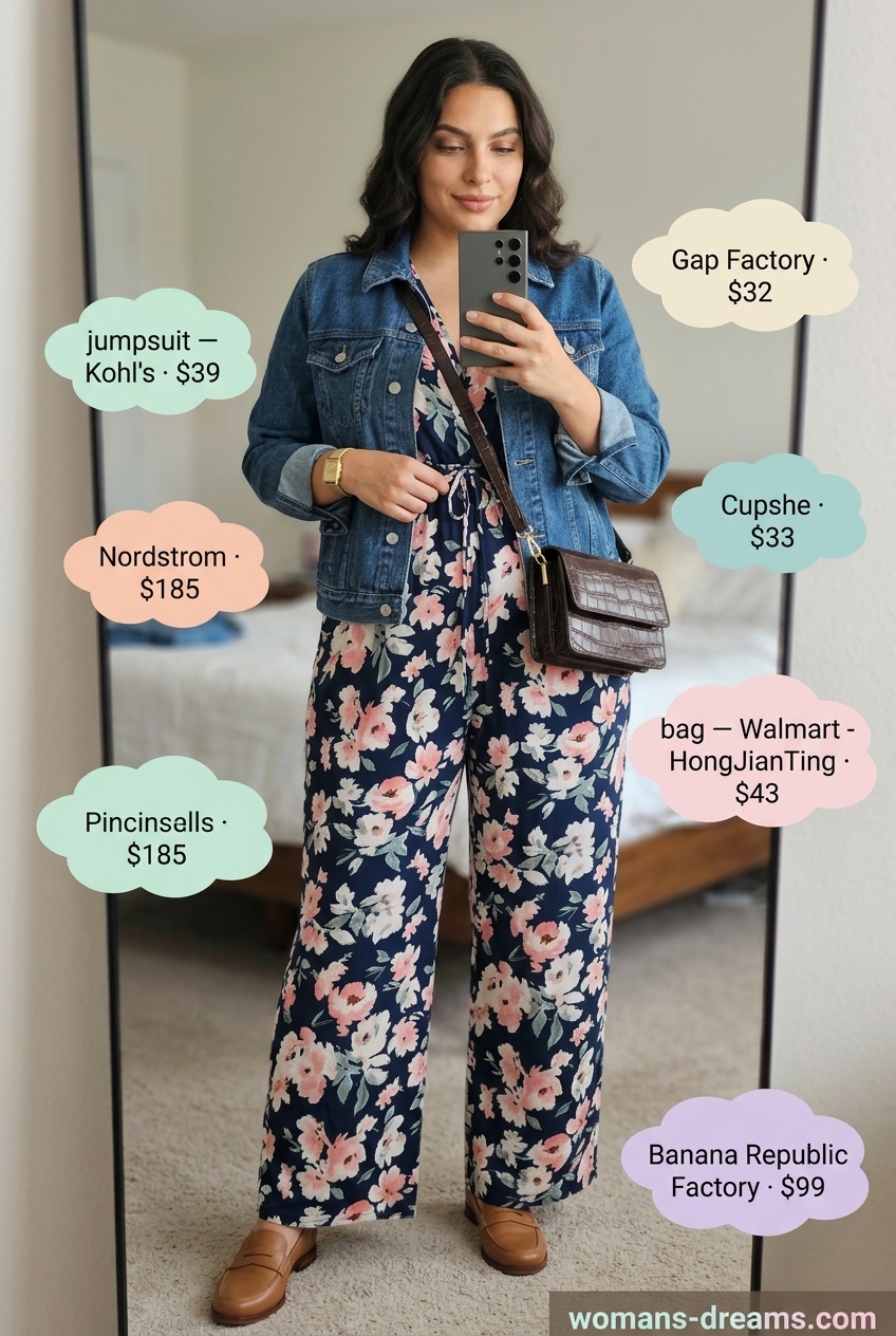 Comfortable navy floral print jumpsuit for women's casual Fridays and weekend travel in Summer 2026.