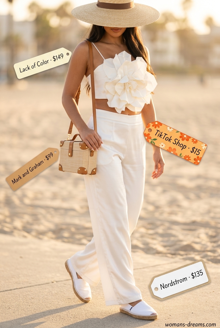 Playful orange floral print shorts set for women's vacation and beach days in Summer 2026.
