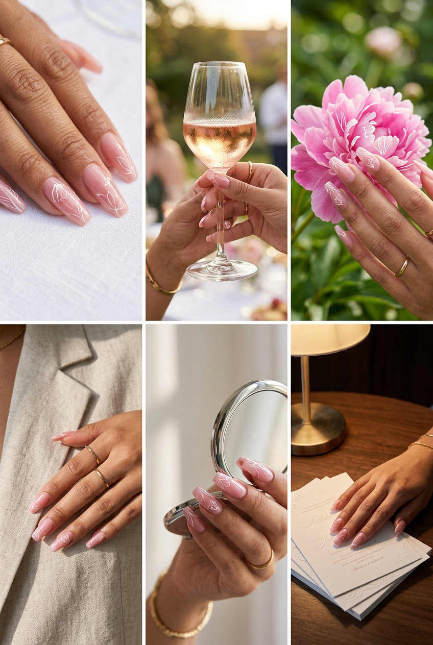Elegant Sheer Pink Abstract Floral Coffin Nails 2026 Elegant sheer pink abstract floral coffin nails 2026 for formal events. Refined.