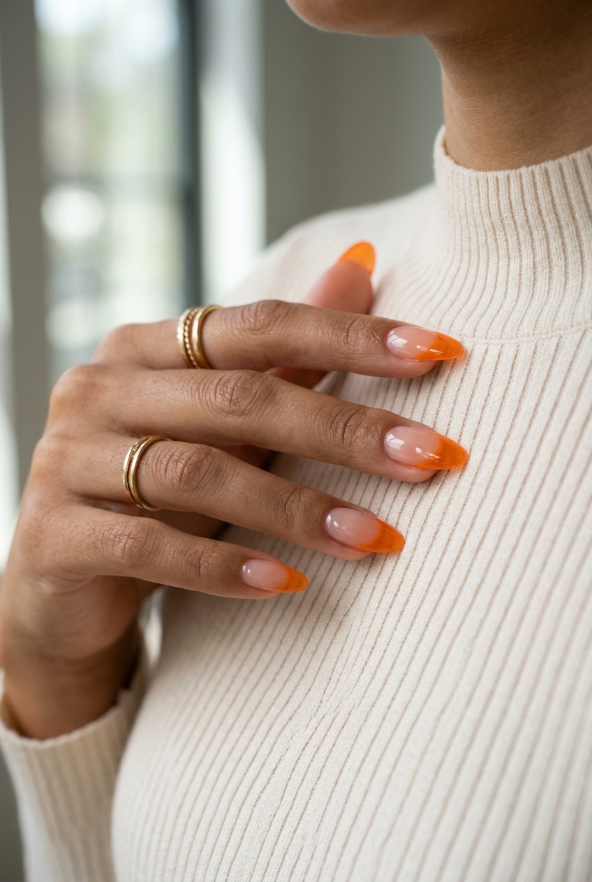 Orange soda jelly French tip nails, a fun pick for summer nail manicure ideas 2026.