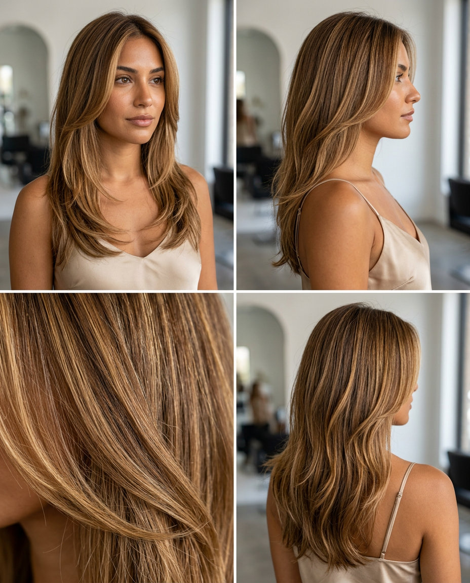 Syrup Brunette Summer Flow 2026 collarbone syrup brunette with balayage and jawline face-framing layers 2026