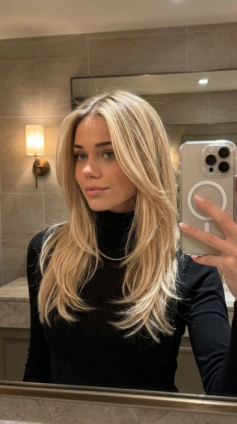 long vanilla blonde balayage with cascading layers for summer 2026