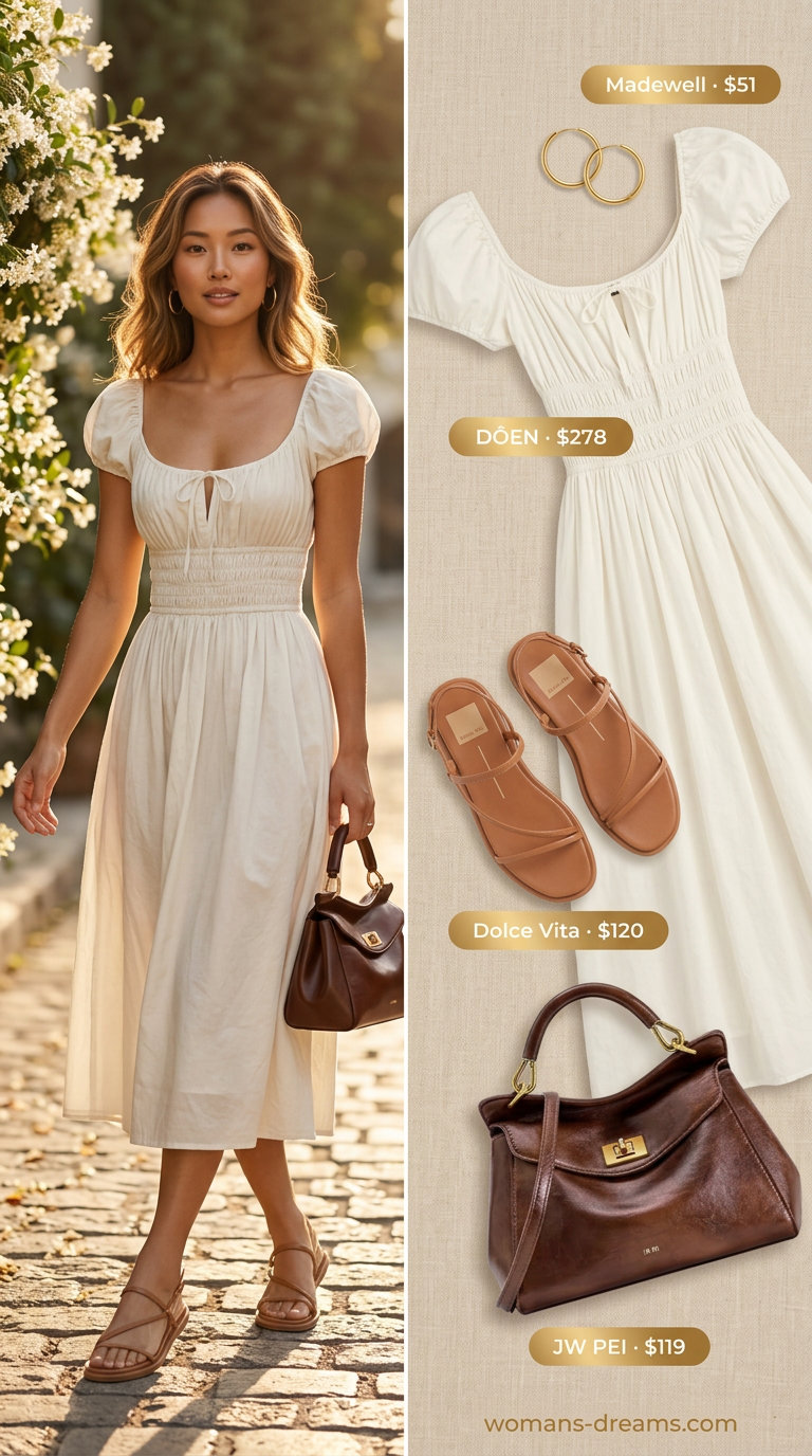 What to Wear with Babydoll Dress Summer 2026: Yellow dress, tan sandals, structured bag for garden party.