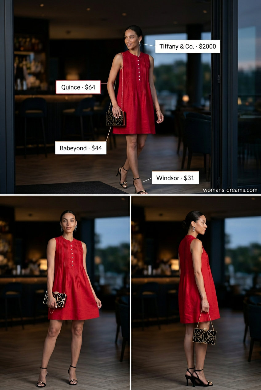 Modern muse midi skirt outfit: Emerald green dress, strappy heels, clutch, statement earrings for summer 2026.