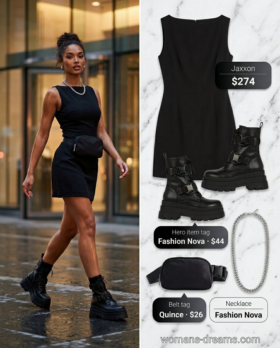 What to Wear with Babydoll Dress Summer 2026: Olive dress, combat boots, utility belt bag for urban style.