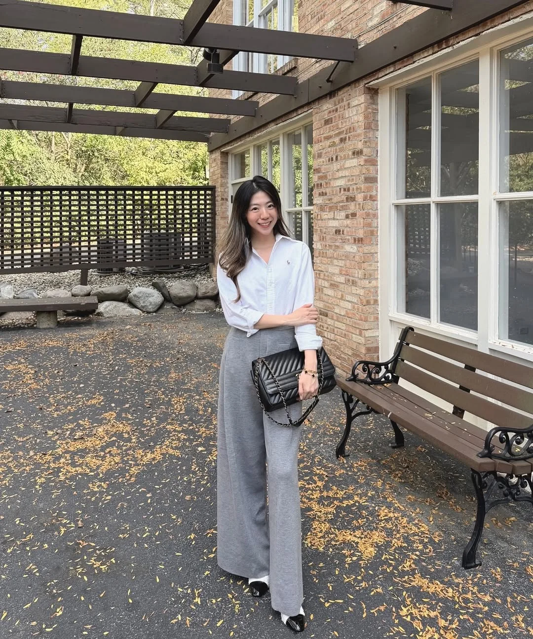 chic fall outfits pants 2026 Soft Grey Wide-Leg Pants With Quiet Luxury Simplicity