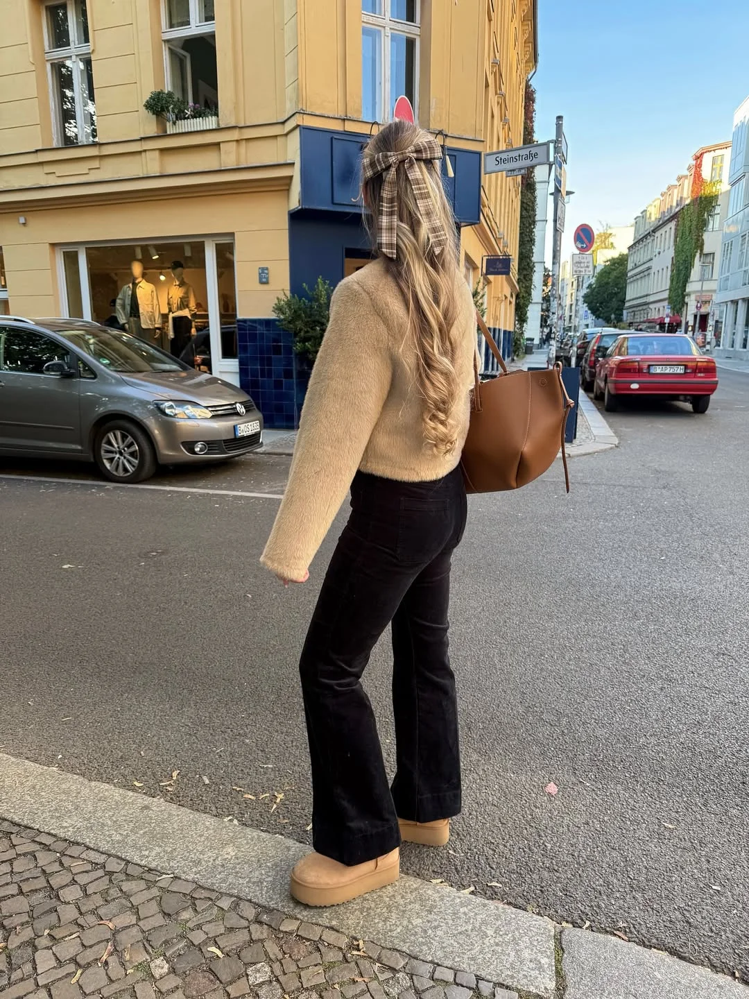 chic fall outfits pants 2026 Soft Neutral Knitwear With Black Flared Pants