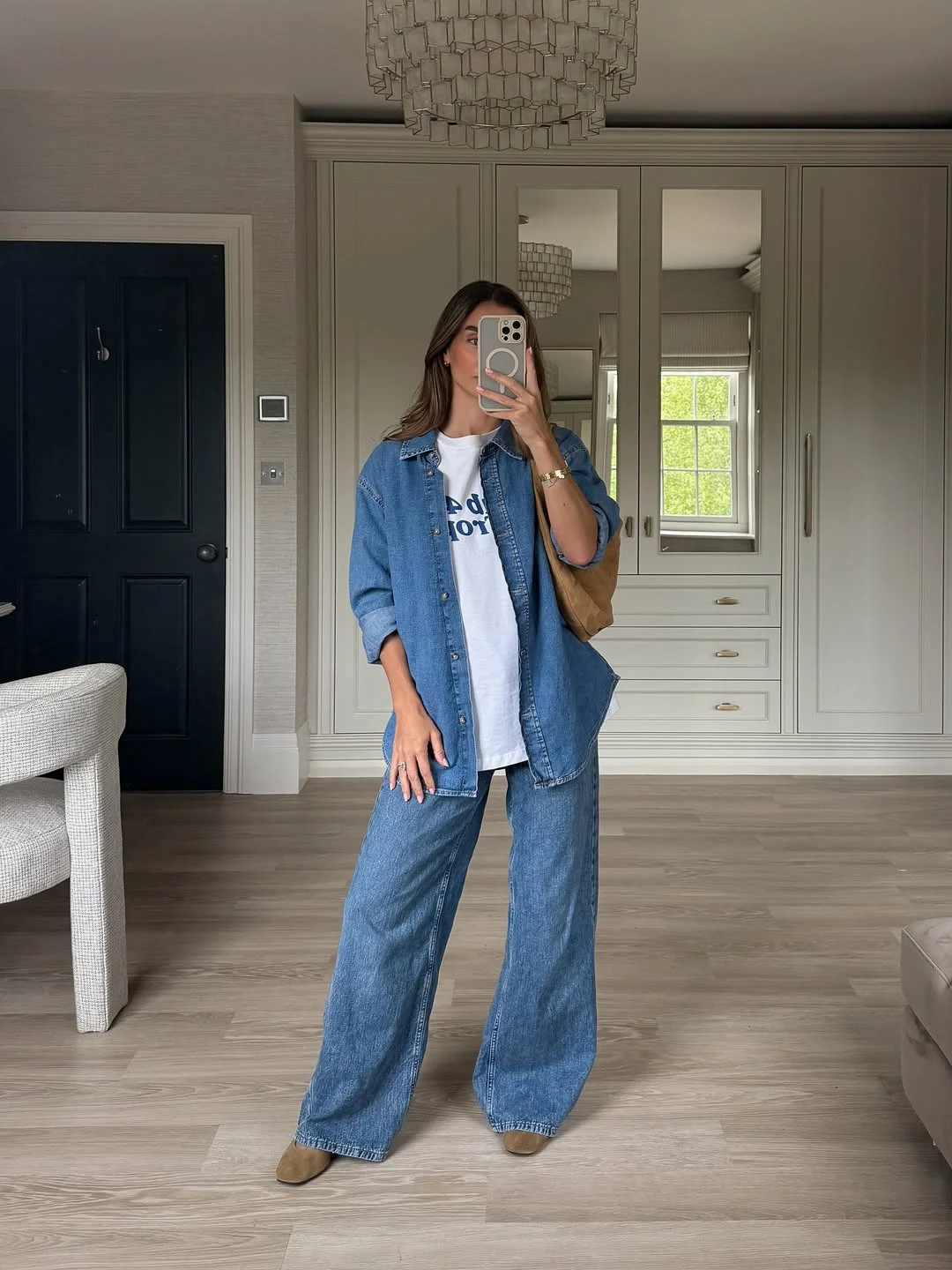 Early fall outfits ideas 2026 Oversized Denim-on-Denim Is Becoming a 2026 Staple