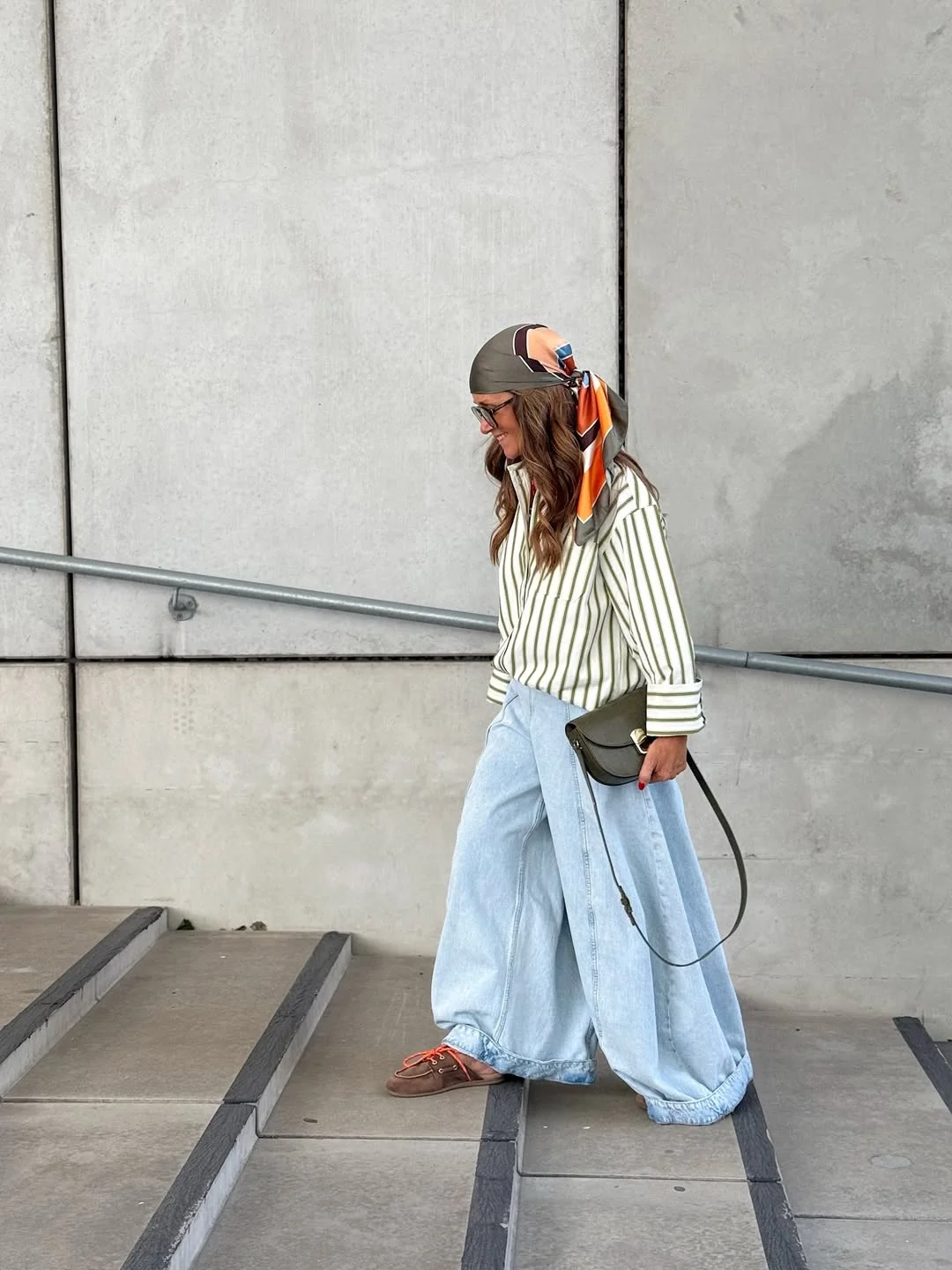 Early summer outfits 2026 Oversized Denim And Headscarves With Vintage Street Style Energy