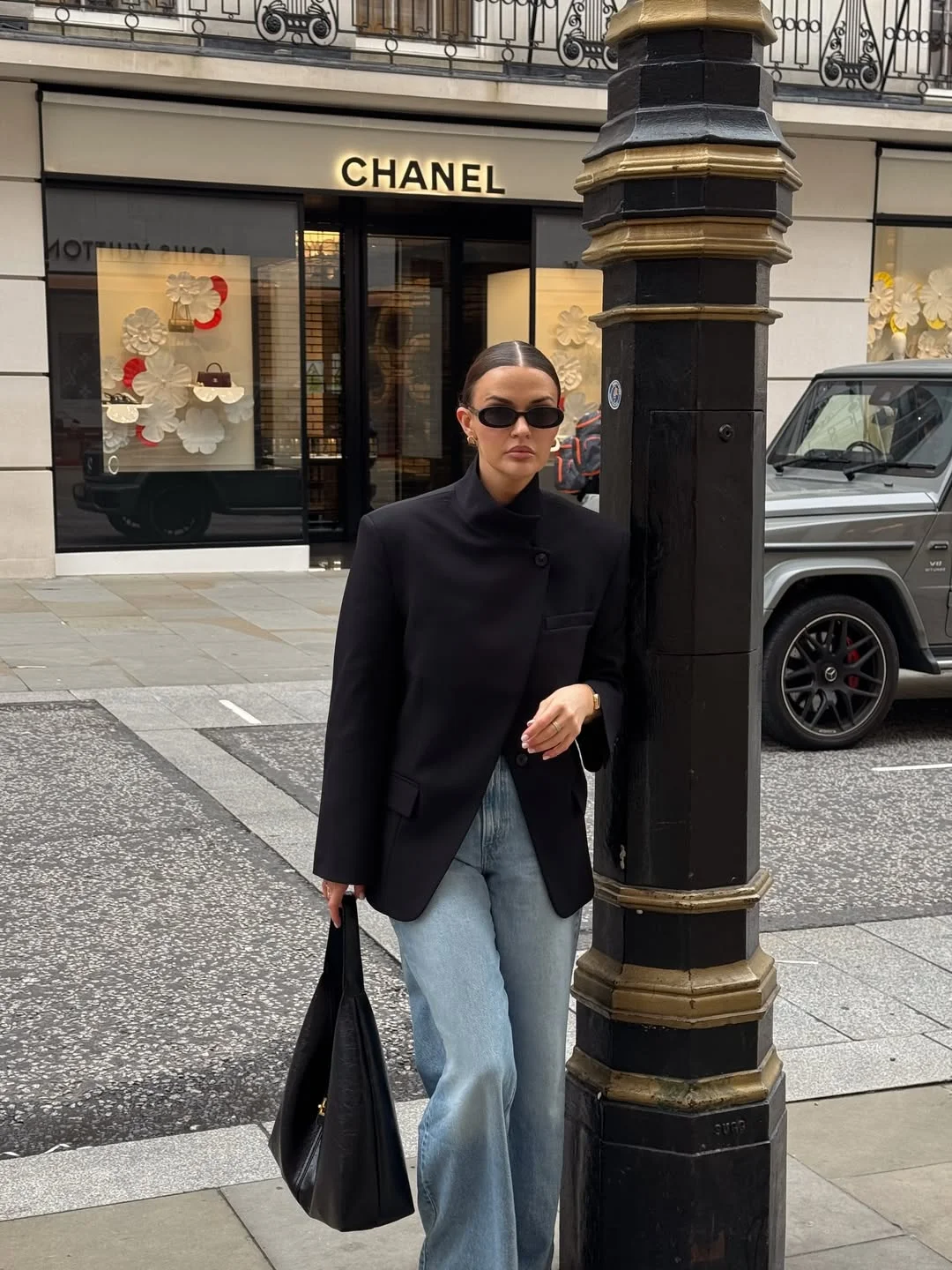 elegant fall office outfits 2026 Minimal Black Blazer With Relaxed Denim Balance