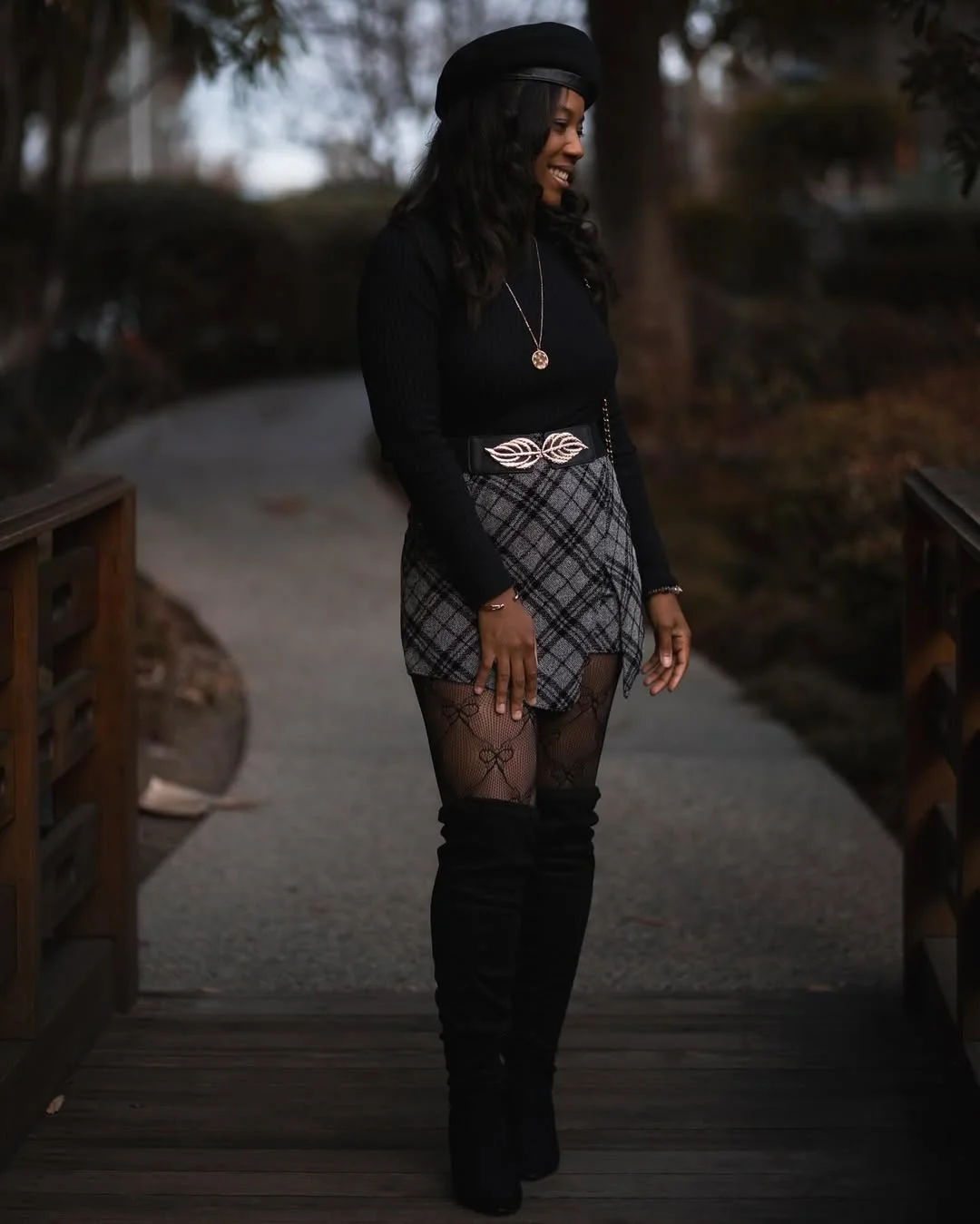 fall 2026 outfits for black women Classic Plaid and Over-the-Knee Boots for Timeless Fall Elegance