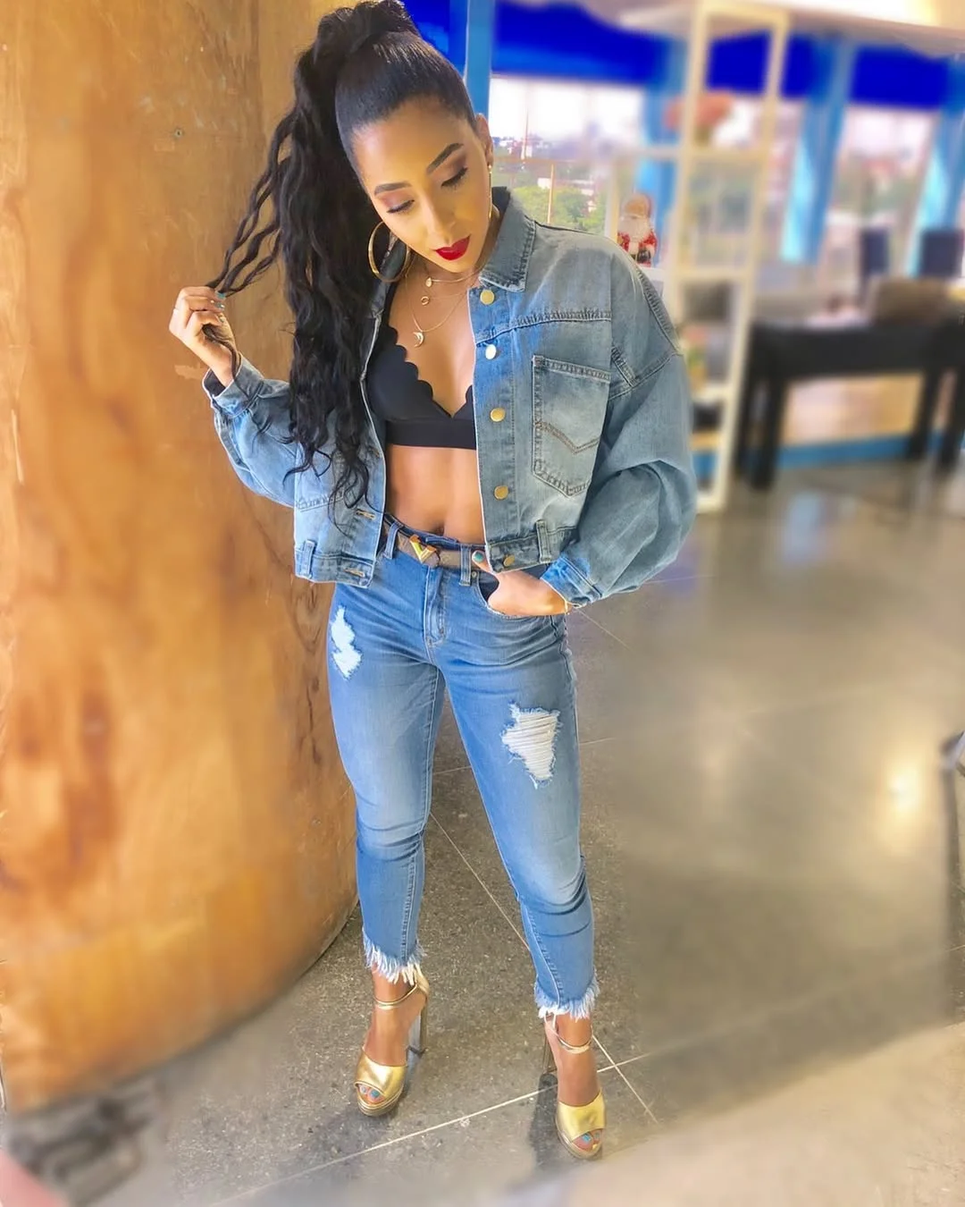 fall all denim outfits for women 2026 Cropped Denim Jackets and Heels Bring Back Glam Y2K Energy