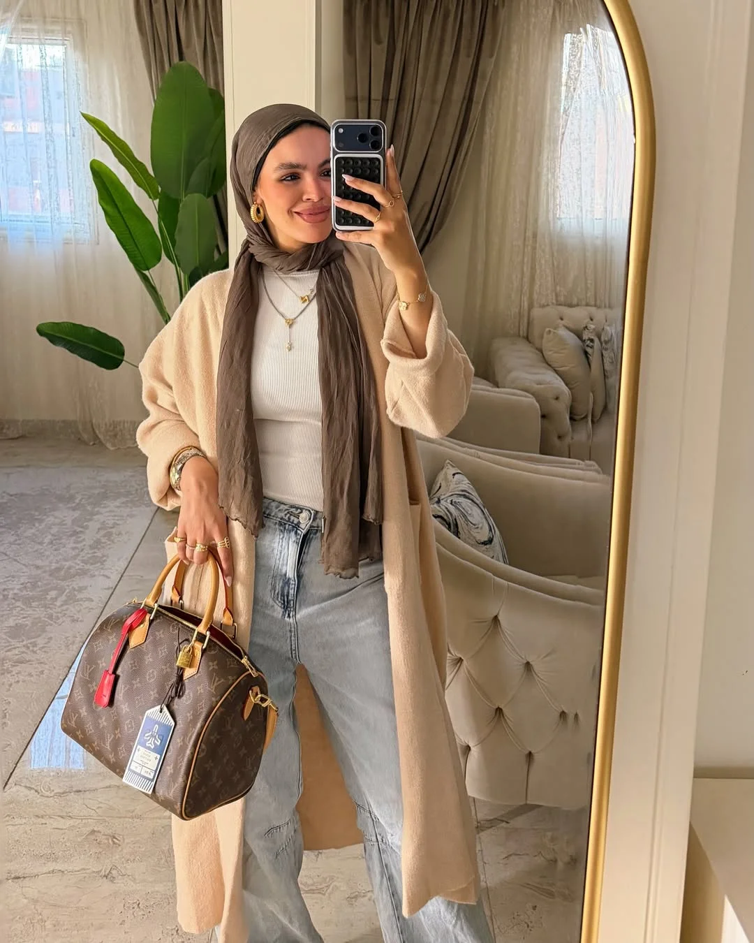 fall fashion for women over 40 Elegant Neutrals with Modern Modest Styling