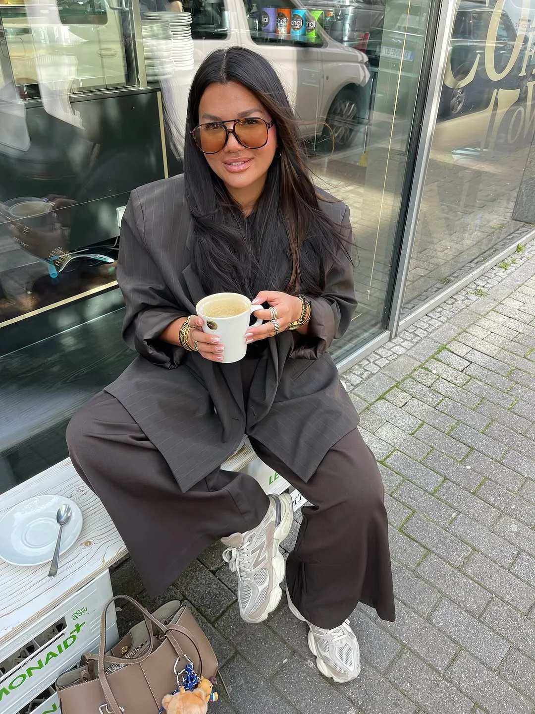 fall fashion for women over 40 Relaxed Tailoring with Fashion-Forward Sneakers