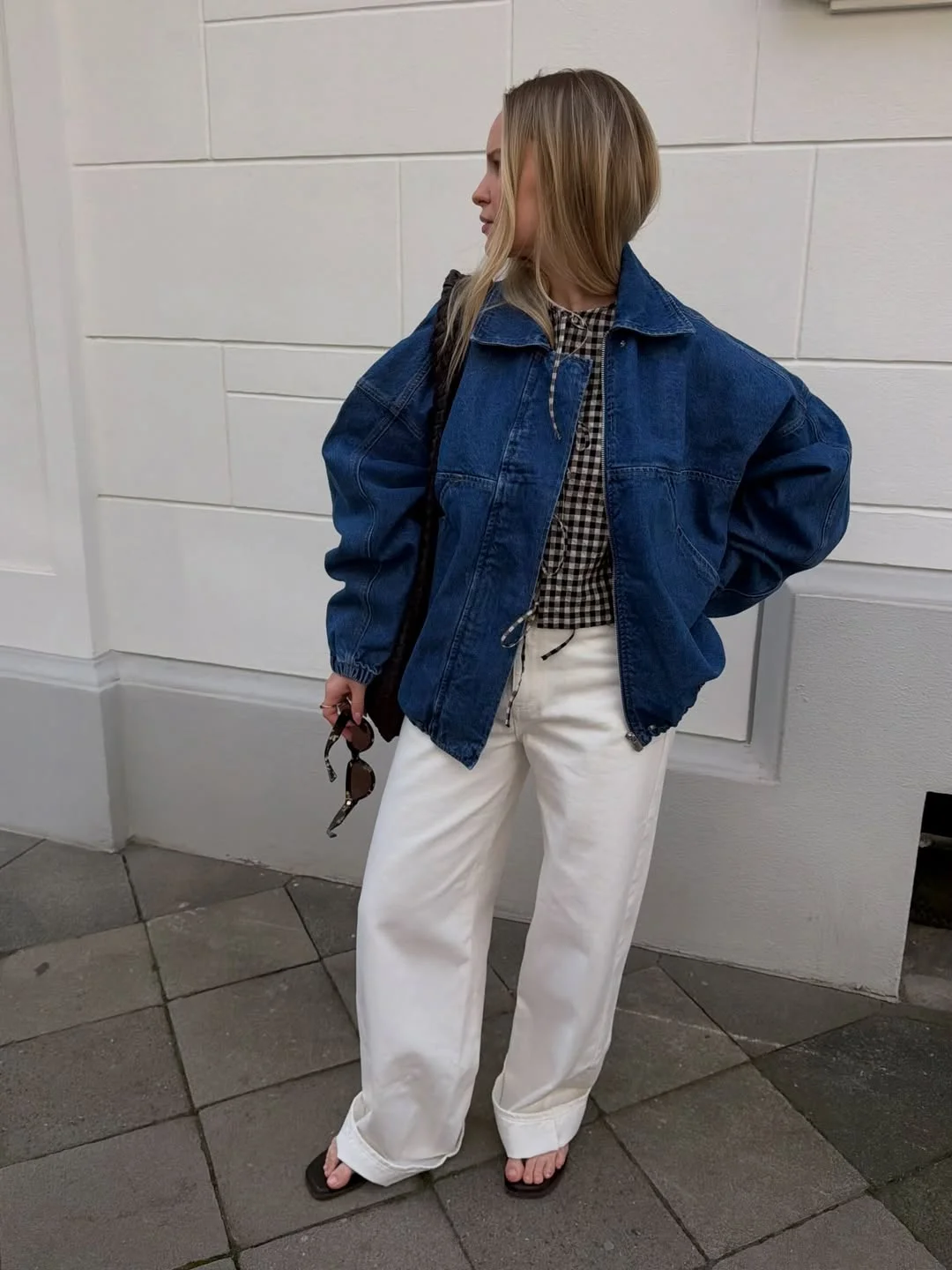 fall fashion for women over 40 Blue Denim Meets Crisp White for a Fresh Fall Update