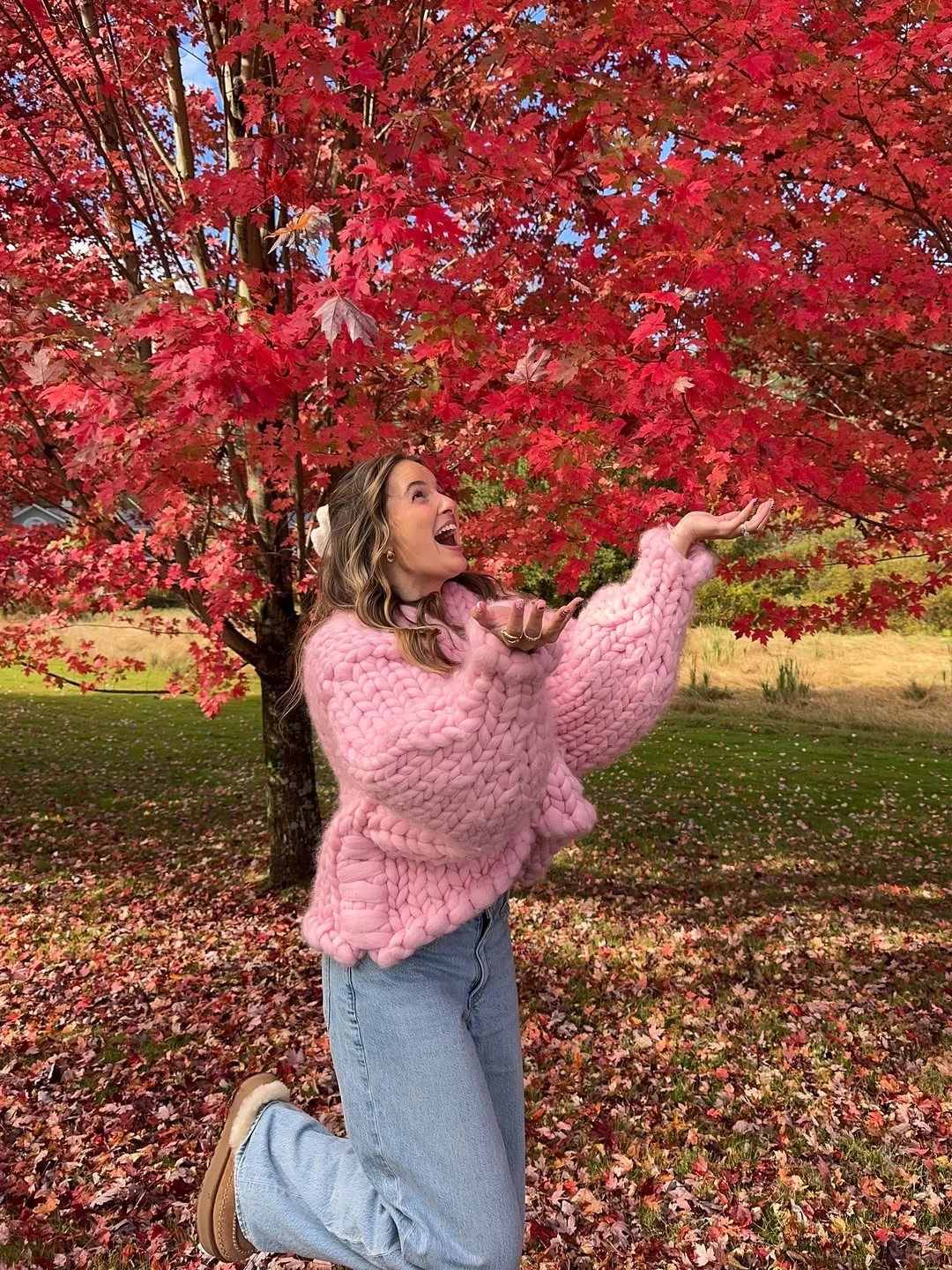 fall fashion outfits 2026 Playful Bubble Knits and Soft Pink Autumn Energy