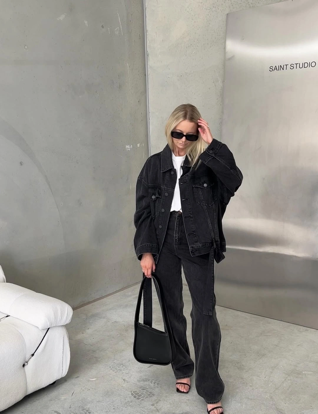 fall going out outfits 2026 Dark Denim Monochrome with Contemporary Minimalism