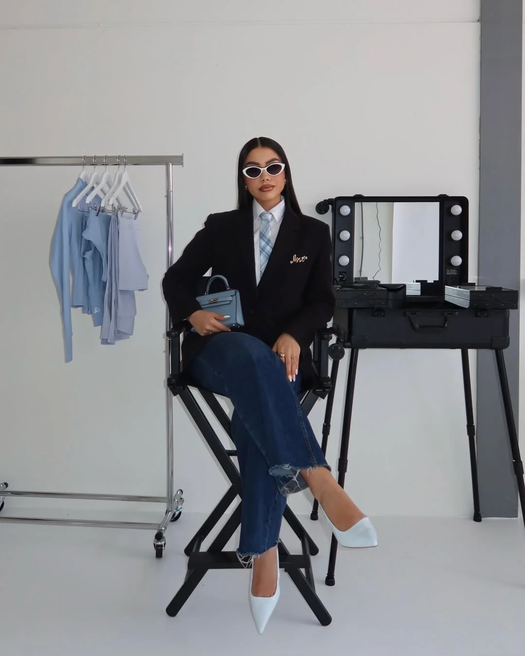 fall office outfits for women 2026 Dark Denim Styled for a Creative Office Environment