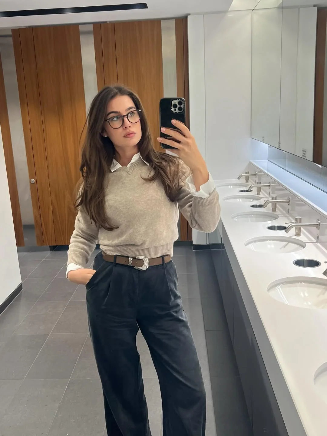 fall office outfits for women 2026 Relaxed Knit Layers with Tailored Work Pants
