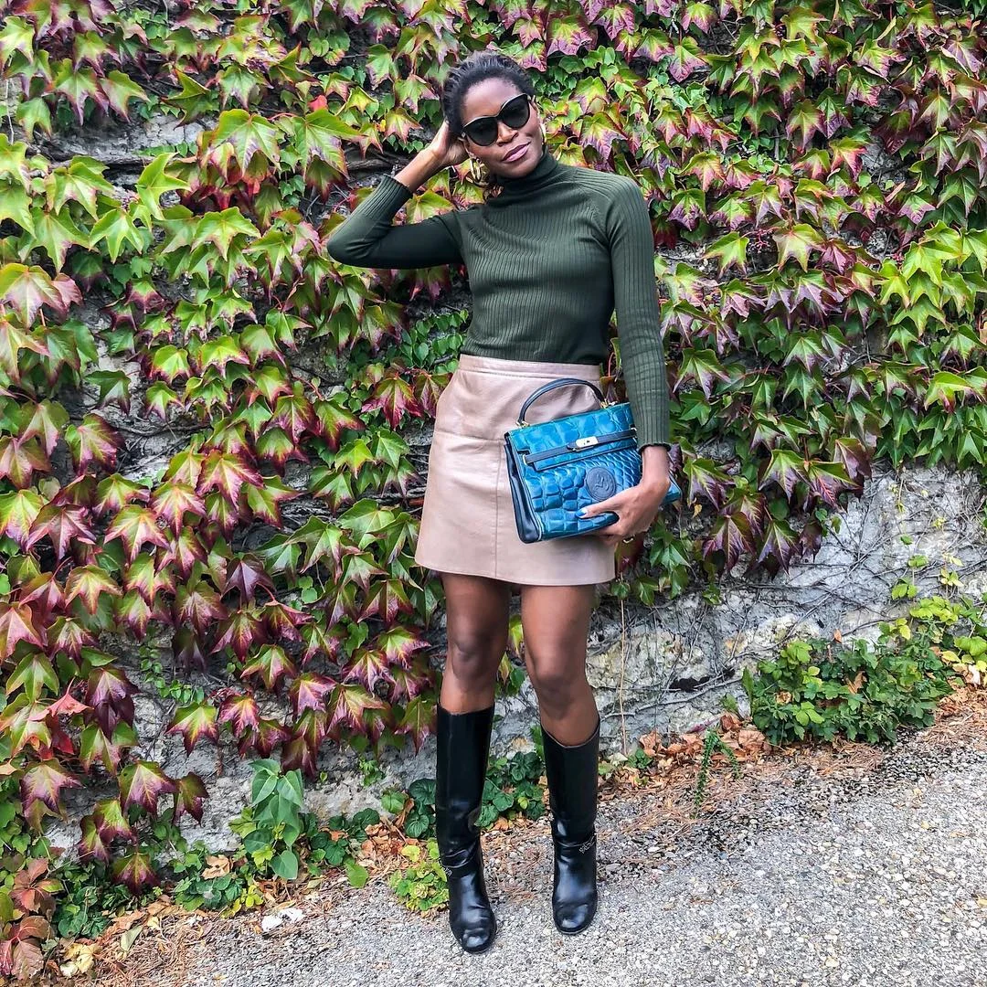 fall office outfits for women 2026 Olive Knit and Knee-High Boots for an Effortless Autumn Office Look