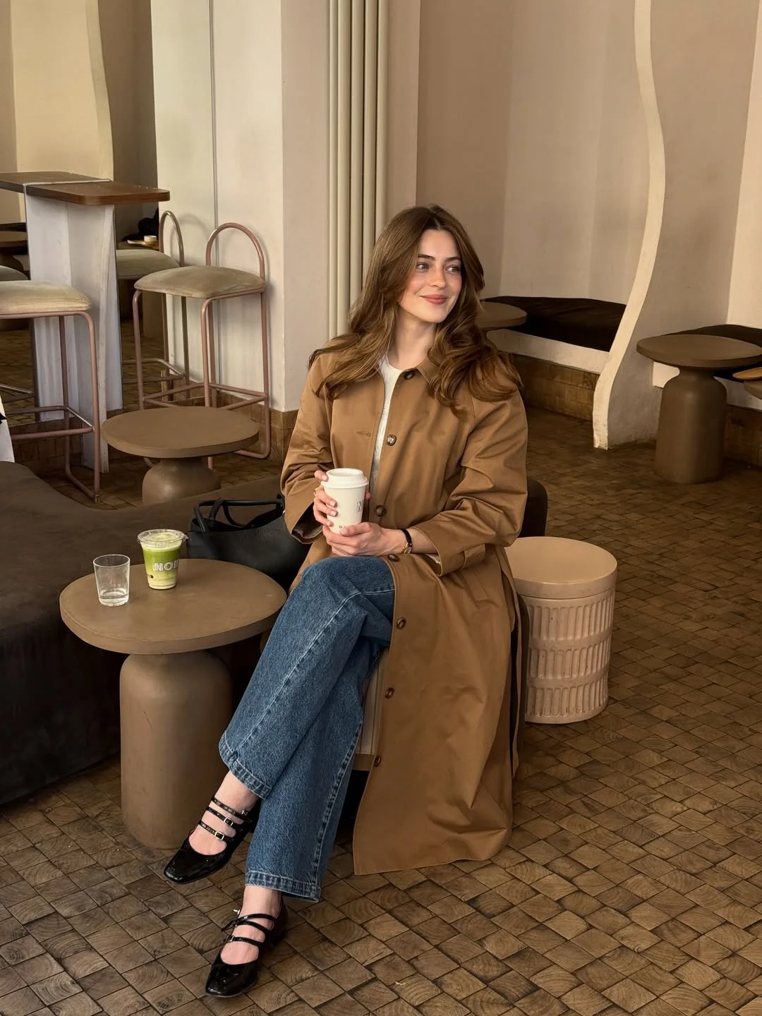 fall outfits for women in 30s style 2026 Long Camel Coats and Jeans Create Effortless Coffee Date Style