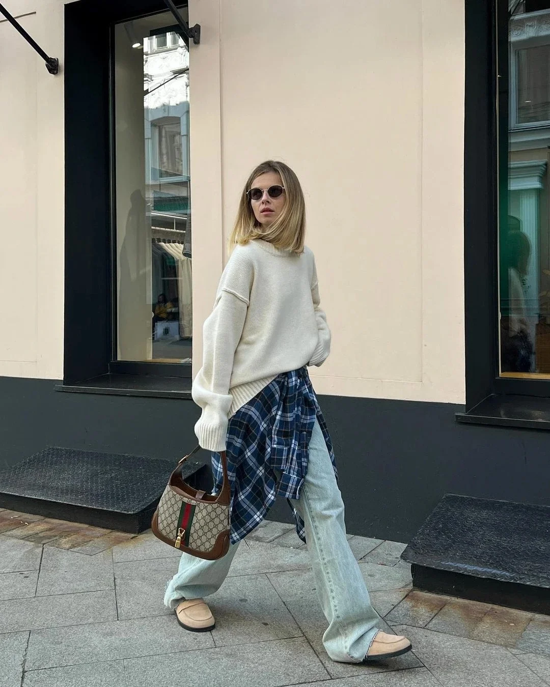 fall outfits for women in 30s style 2026 Cream Knitwear and Wide-Leg Denim for Relaxed Elegance
