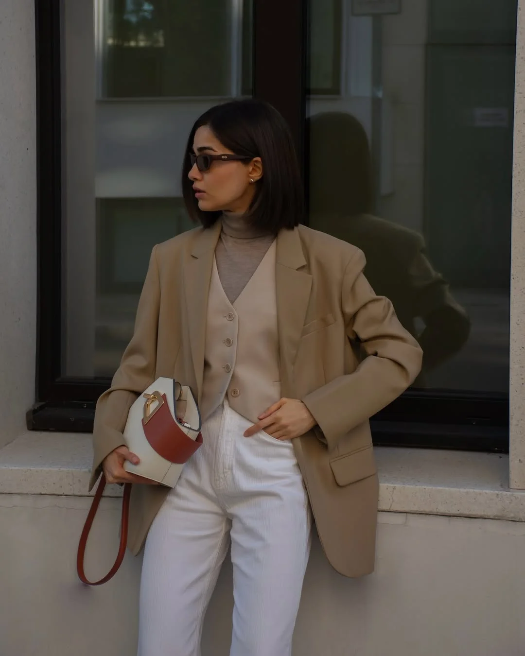 Fall outfits with blazers for women 2026 Neutral Layering With Tailored Vest Details