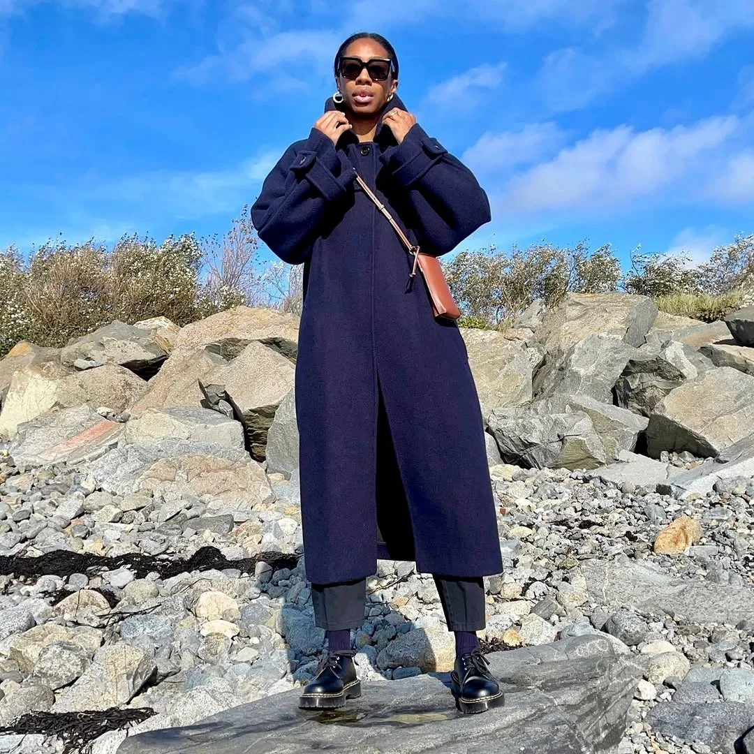 fall outfits with coat 2026 Minimal Navy Outerwear Built for Crisp Coastal Days