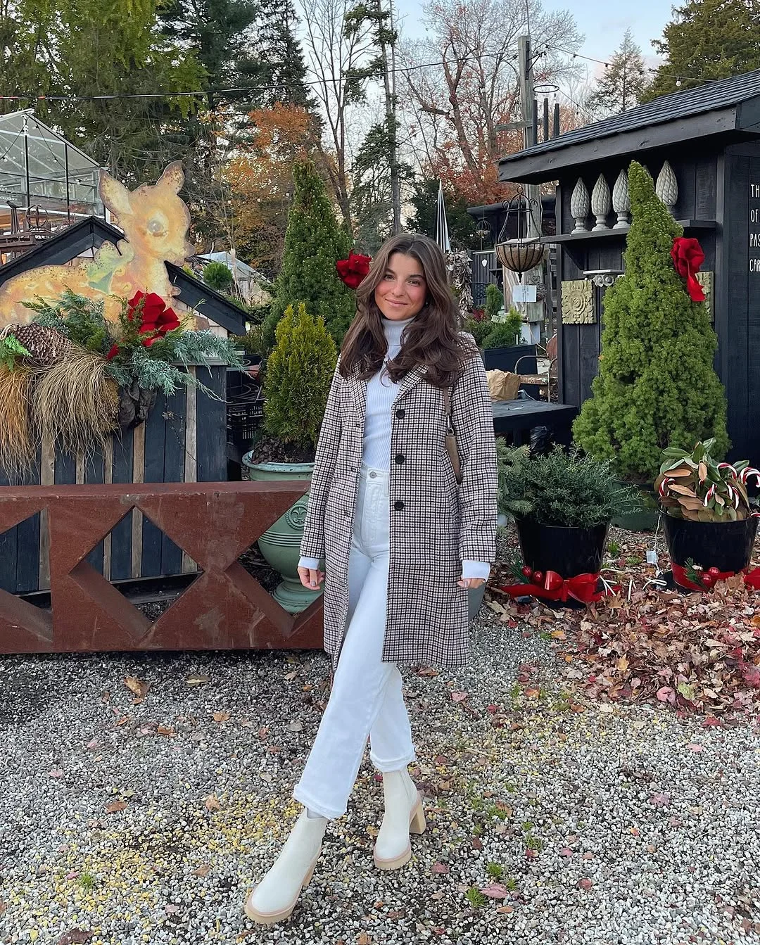 fall outfits with coat 2026 Classic Checks and Crisp White Denim for Fresh Autumn Days