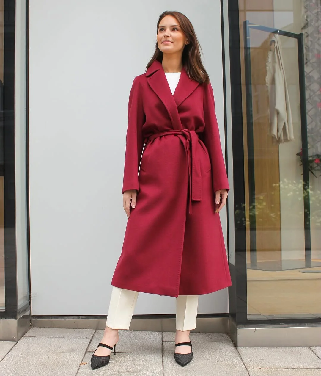 fall outfits with coat 2026 A Rich Burgundy Wrap Coat That Feels Timeless Every Autumn