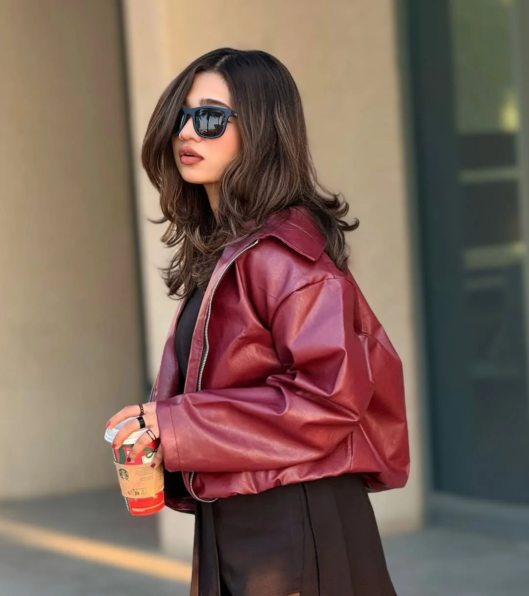 fall outfits with jacket 2026 Deep Burgundy Leather for Modern Autumn Confidence