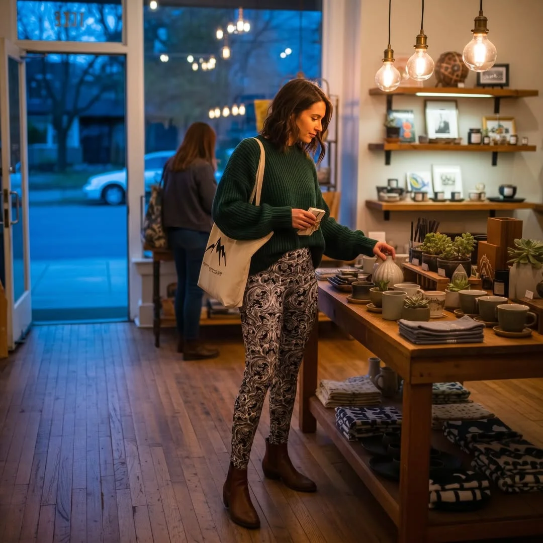 fall outfits with leggings 2026 Patterned Leggings and Cozy Knitwear for Weekend Adventures