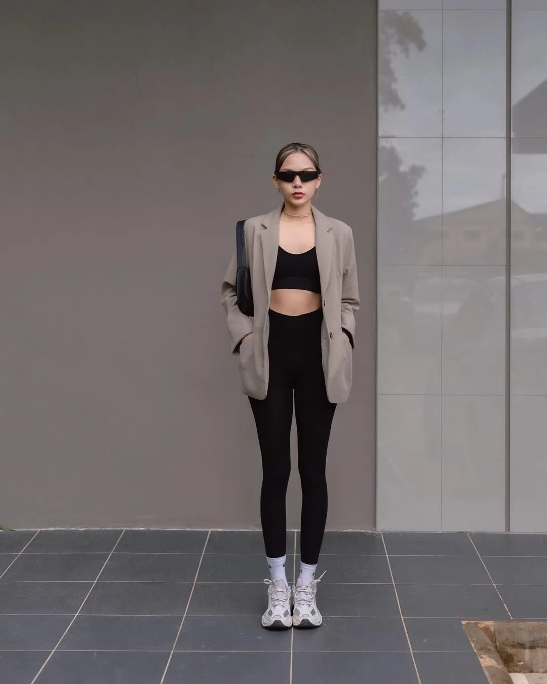 fall outfits with leggings 2026 Minimalist Sport Luxe With an Oversized Blazer