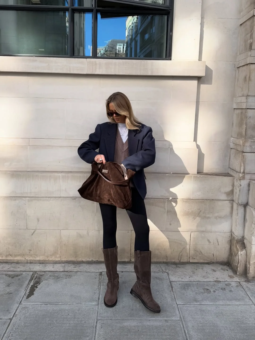 fall outfits with leggings 2026 Classic Fall Boots and Blazer Combination