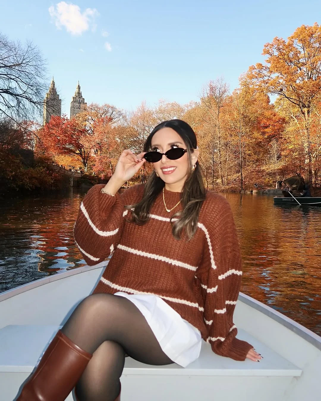 fall outfits with tights 2026 Rust Sweater Weather With Timeless Black Tights