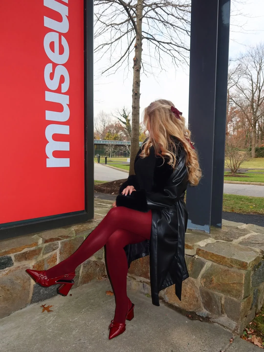 fall outfits with tights 2026 Rich Burgundy Tights for a Sophisticated Autumn Look