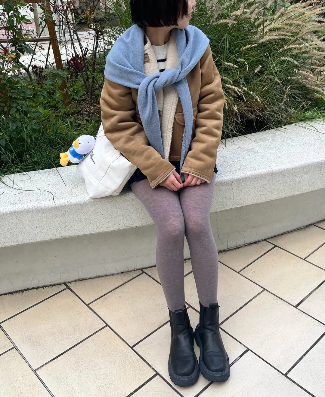fall outfits with tights 2026 Cozy Neutral Layers With Tights and Boots