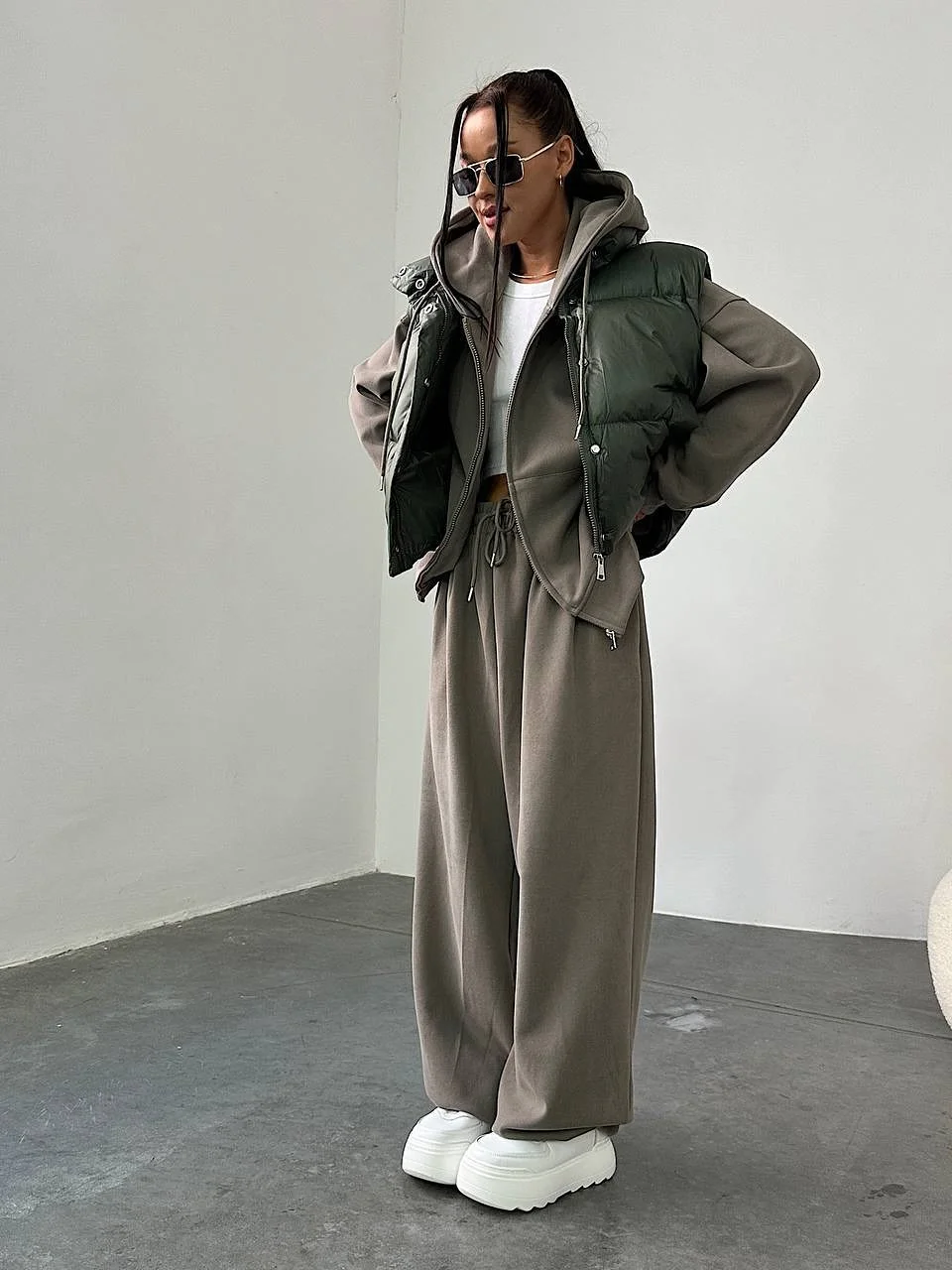 fall outfits with vests 2026 Minimalist Athleisure with Oversized Puffer Layers