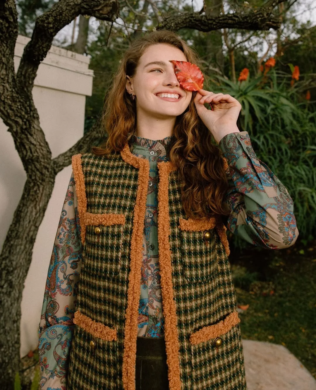fall vest outfits for women 2026 Boho Heritage Vest with Rich Autumn Texture