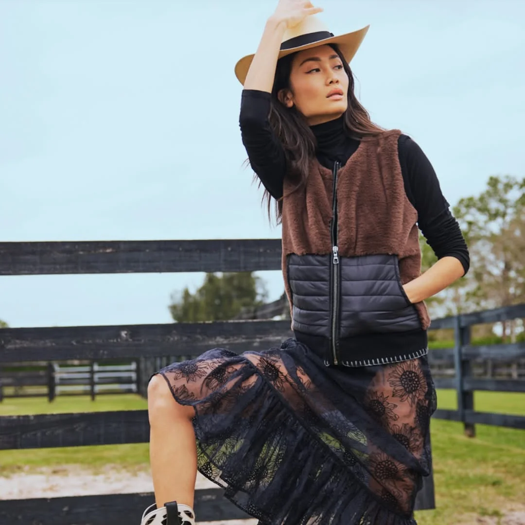 fall vest outfits for women 2026 Western Romance with a Textured Statement Vest