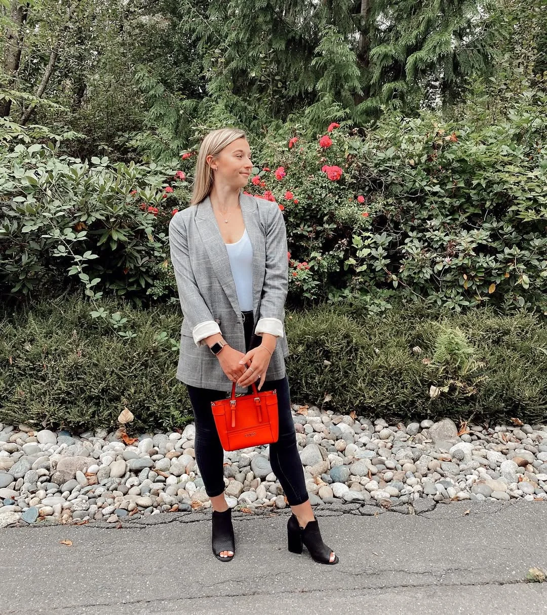 fall work outfits 2026 Gray Blazers and Black Denim for Easy Everyday Office Dressing