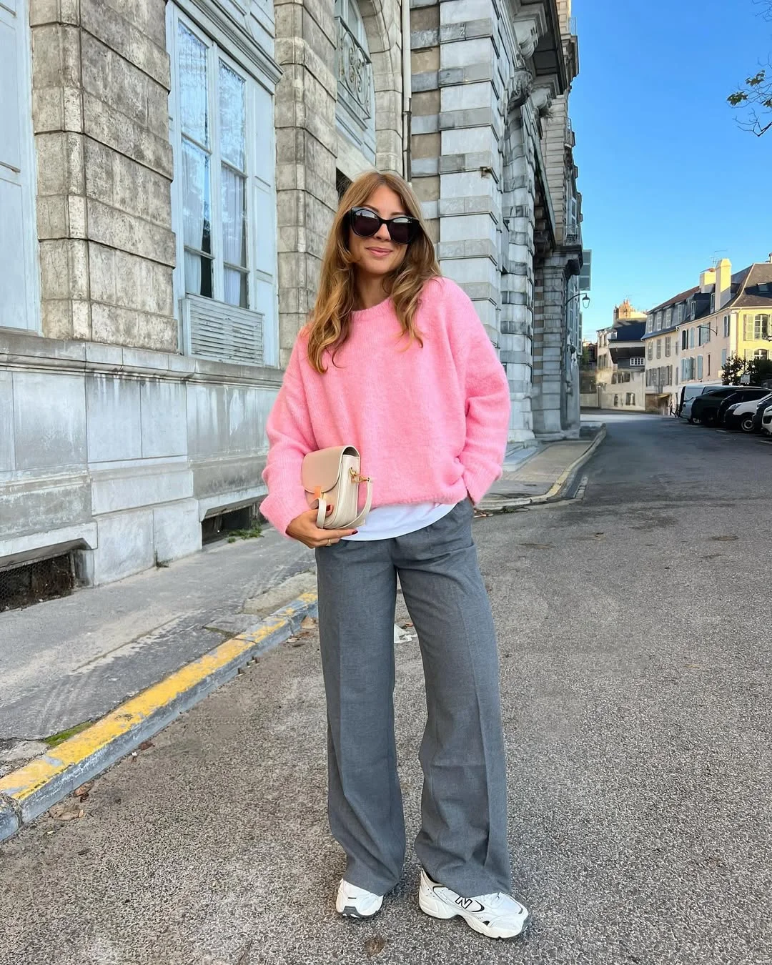 fall work outfits 2026 Pink Knit Sweaters That Brighten Gray Office Mornings