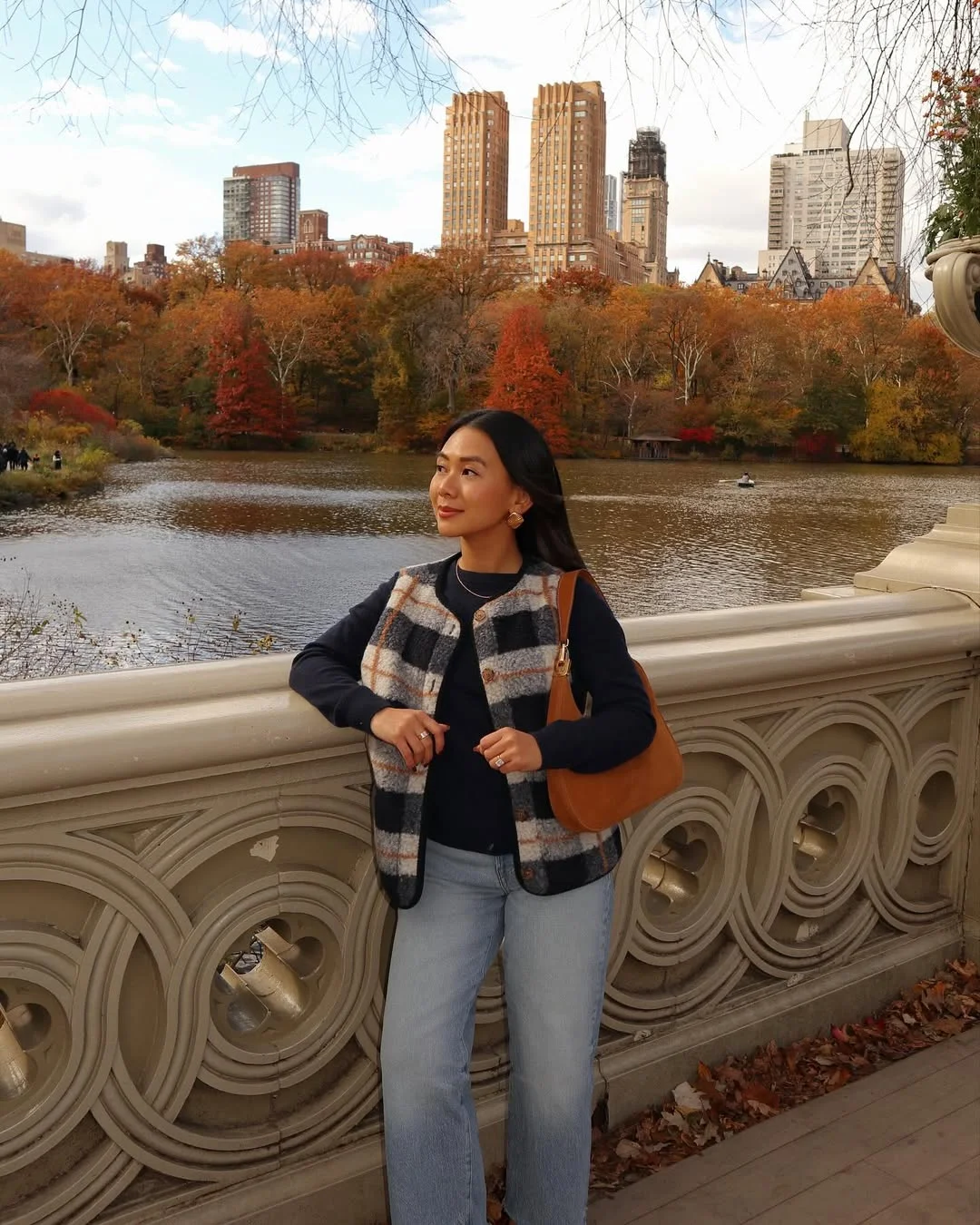 fall work outfits 2026 Checked Knit Vests and Denim for Casual Office Days