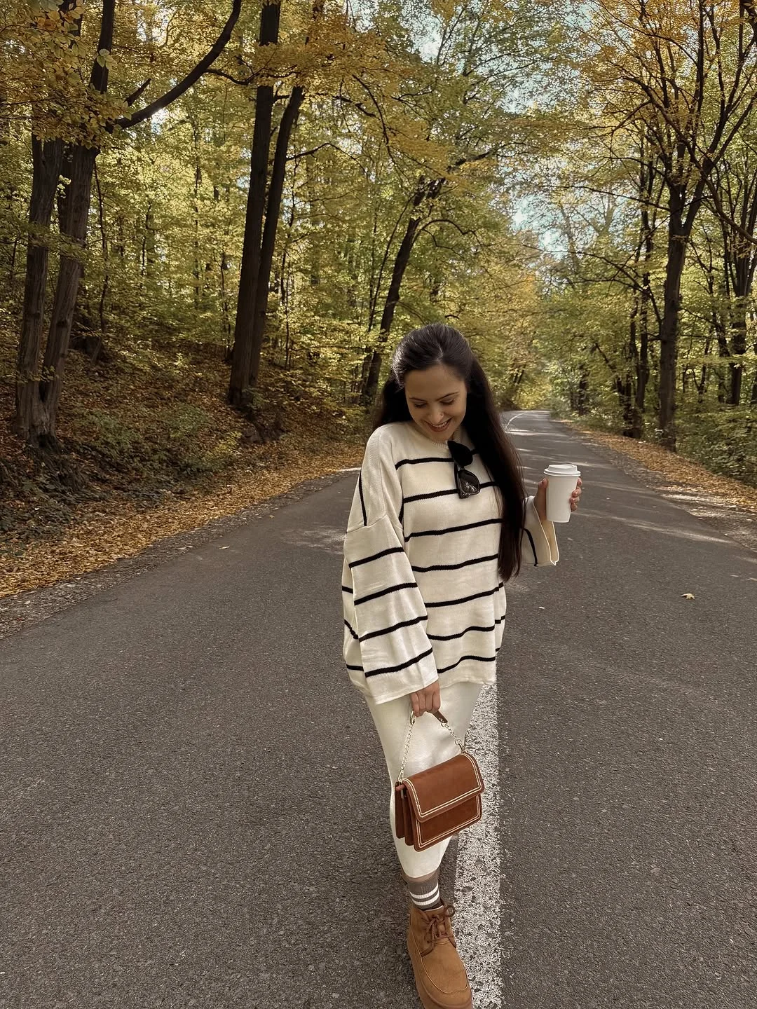 simple fall outfits 2026 Relaxed Stripes and Soft Neutrals for Peaceful Autumn Walks